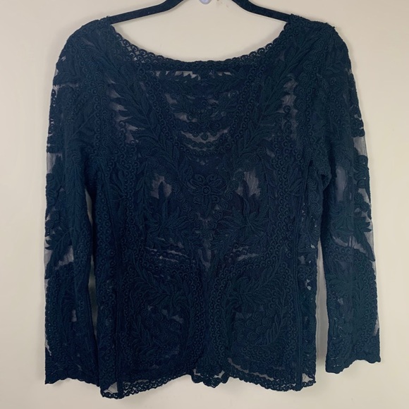 Express crochet embroidered mesh tunic top - Picture 5 of 9